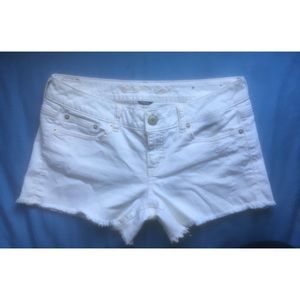 White denim frayed/distressed shorts
